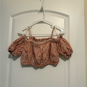 Zara Orange Floral Crop Top
